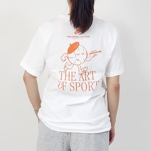 나이키 남녀공용 시원한 The art sports 화가 백로고 면 여름 반팔 티셔츠 화이트