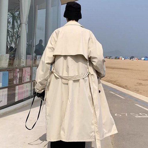 남성용 트렌치코트 오버니 캐주얼 재킷 2022 봄 가을 카키 코트