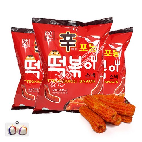 참브랜드 신포동 떡볶이스낵(305g) x 3봉+자색옥춘사탕 20g 세트