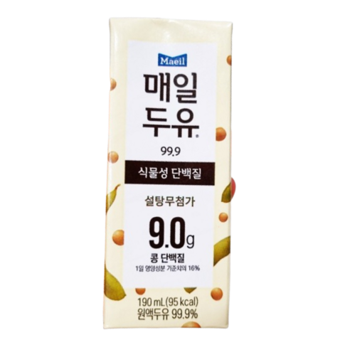 매일유업 매일두유 99.9 식물성 단백질 설탕무첨가 두유 190ml 24개, 무지방 24팩