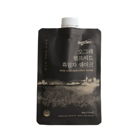 오그래 햄프씨드 흑임자맛 국내산 흑미 저당 식물성 단백질 쉐이크, 45g, 10개