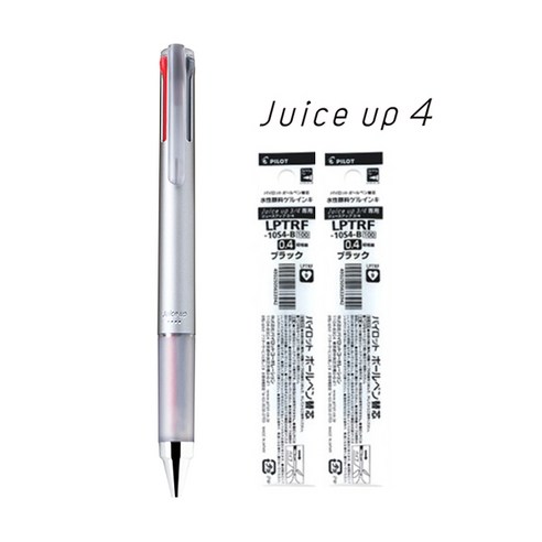 파이롯트 쥬스업 4색 0.4mm 볼펜 리필(2개) 세트, 1개, 쥬스업 4색 실버+리필2