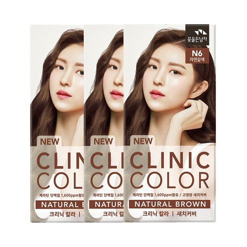 꽃을든남자 크리닉 칼라 염색약, N6 자연갈색, 3개