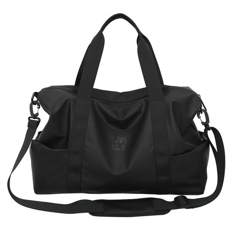 여성 캐주얼 숄더백 방수 나일론 숄더백 대용량 헬스백 여행가방 다포켓 심플한 가방, 검정색