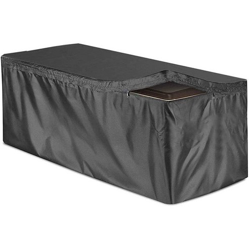 노 브랜드 지퍼가있는 야외 데크 박스 커버 방수 정원 보관함 안뜰 보관 용기 보호, 검은 색