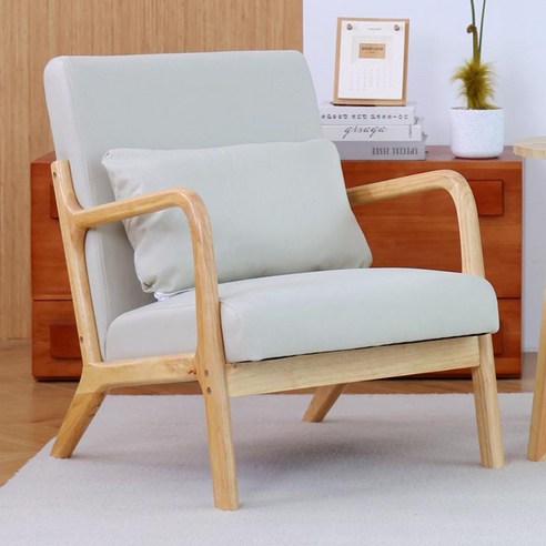 1인 원목 독서의자 스툴 접이식 북유럽 윙체어 휴식, 미백-원목-단인