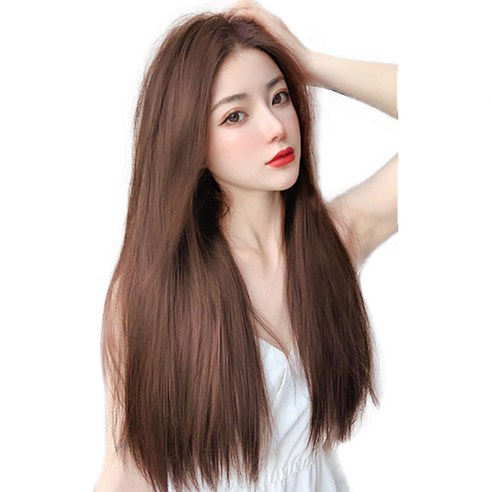 이쁘다샵 가발위드 긴머리 부분가발 슬림 스트레이트 3피스 세트, 라이트브라운55cm, 1개