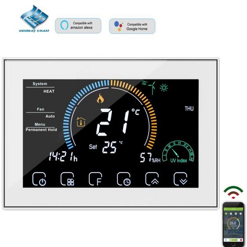 시스템와이파이 투야 스마트 라이프 온도 조절기 히터 쿨러 제어 팬 코일 에어컨 부품 화이트 블랙 실버 옵션 2P 4P, 03 Silver, 03 2P NO WIFI 날개없는선풍기