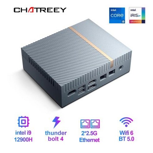 초 미니PC Chatreey IT12 인텔 코어 i7 1360P i9 12900H 게임용 데스크탑 컴퓨터 2x25G 이더넷 40 와이파이 6 썬더볼트 4, 없음, 없음, 27) 16G RAM 512G SSD - i5 1340