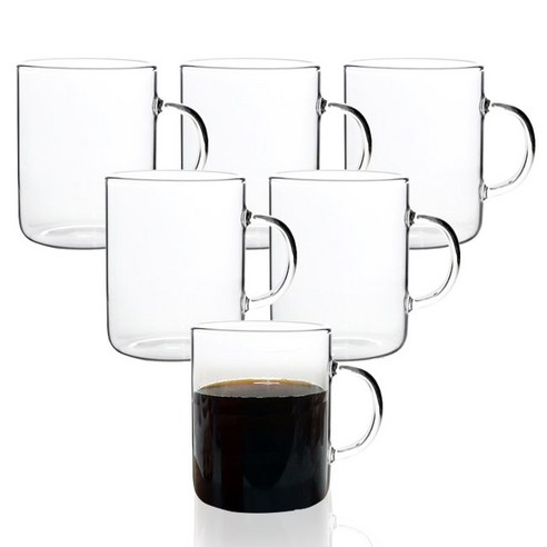 Bestra 홈카페 내열유리 머그컵, 350ml 6개×1세트