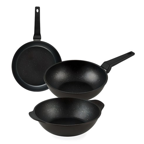 퀸센스 디너 후라이팬 세트 3개, 브라운, 후라이팬 28cm + 궁중팬 28cm + 파티웍 28cm, 1세트