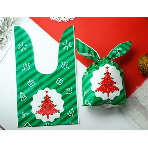 파티브로 크리스마스 구디백 선물 포장봉투 답례품 꾸러미, 100장, 옵션2)그린트리