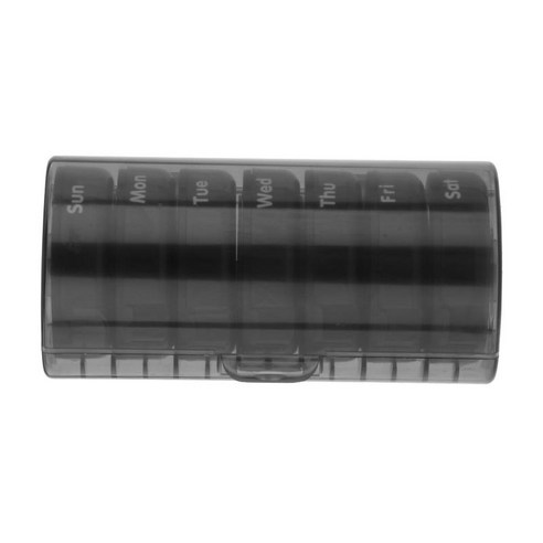 7일 알약 상자 하루 2회 주간 알약 정리, 142 x 66 x 63mm., 회색, ABS 플라스틱 PP 플라스틱