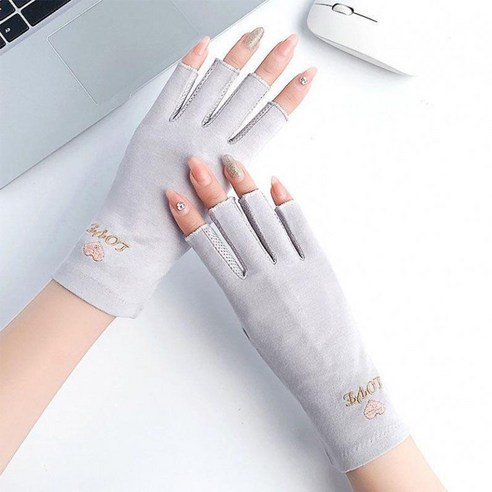 벨지안 예쁜 자외선차단 운전장갑, Gray, 1개