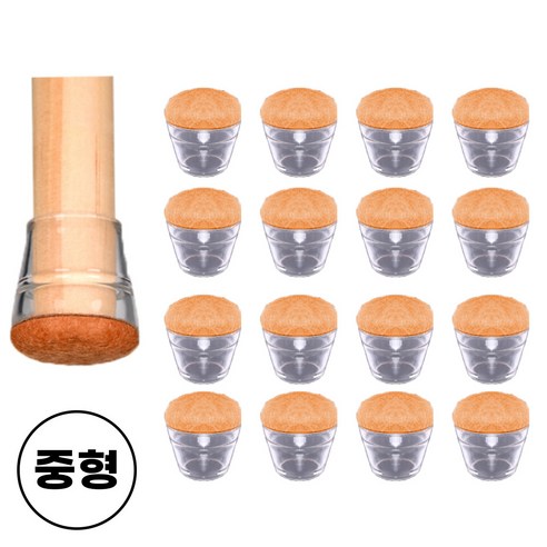 생활체크인 미끄럼 방지 투명 의자 발 커버, 브라운, 32개