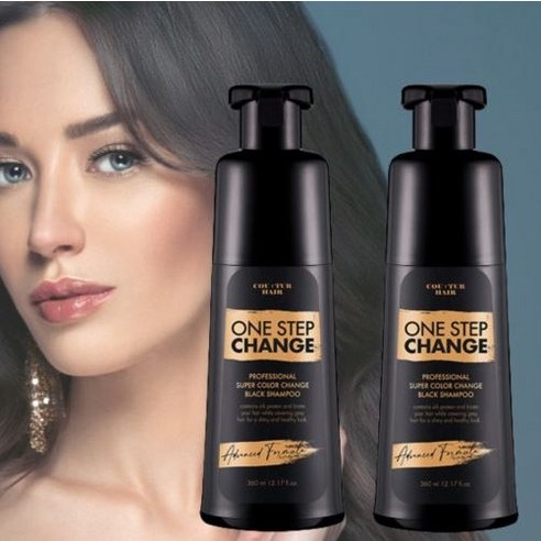 꾸뛰르 새치 염색 샴푸 원스텝체인지 꾸띄르 뀌뜨르 블랙 대용량 흰머리, 360ml, 2개 - 드라이샴푸 | 쿠팡