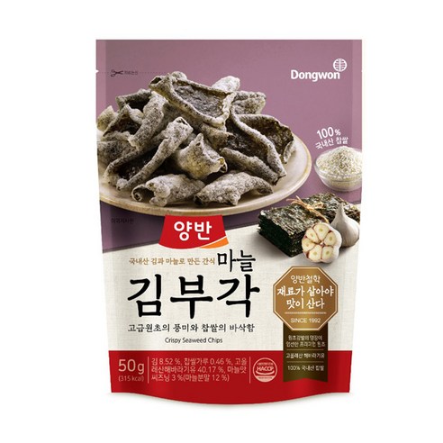 소담김부각 동원 양반 마늘 김부각 50g 단품, 4개 Best Top5