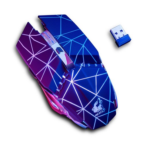 [XIG] X11 무선 게임 마우스 충전식 2.4G 무선 자동 Led Usb 광학 인체 공학적 게임 마우스 서핑 마우스/Pc, 스타 블랙, 하나