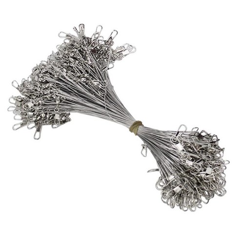 100pcs 낚시 와이어 리더 장비 회전 스냅 낚시 미끼가있는 추적 리더 장비 태클, 15cm 화이트, 탄소강