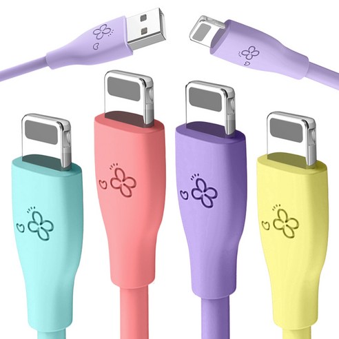 아이엔조이 마카롱 고속 충전 USB 아이폰 케이블 4개입, 2m, 1세트