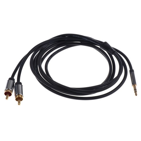 3.5mm 스테레오 남성 2 RCA 듀얼 오디오 남성 어댑터 스피커 케이블 블랙, 2m, 설명