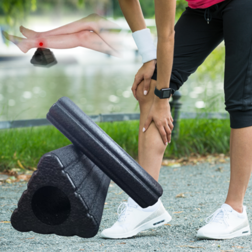 트리롤 다리전용 폼롤러 풋롤러 종아리마사지 발바닥마사지 하나로 2in1세트 근육뭉침 통증완화 스트레칭 하지불안증후군, 검정