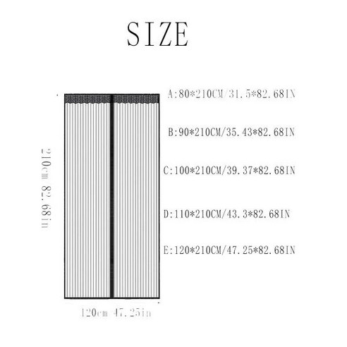 롤방충망 마그네틱 모기장 버그 방지 플라이 마우스 문짝 및 창문 스크린 펀칭 불필요 자동 폐쇄 커튼 120x210cm, [05] NJ Black-110-210