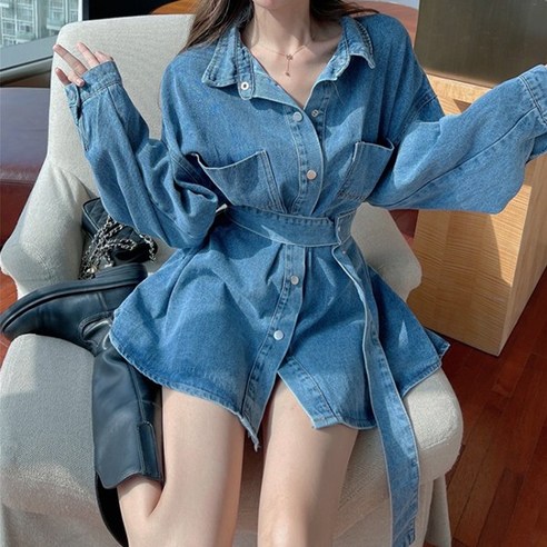 [랜덤플레이] 루즈핏 캐주얼 데님 자켓 원피스