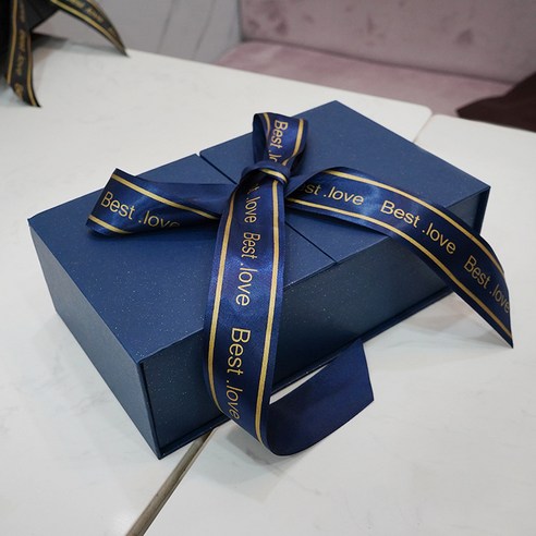 리본 선물포장박스, 젠틀맨 블루, 선물상자:24*14*8cm