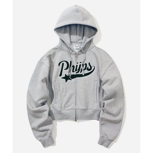 PHYSICAL EDUCATION DEPARTMENT PHYPS® WOMENS CROP STAR TAIL HOODIE ZIP UP GRAY PD08HD0158GR