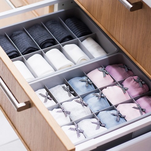 칸칸칸 플라스틱 속옷정리함으로 좁은 공간을 효율적으로, 옷장 분위기는 화사하게!