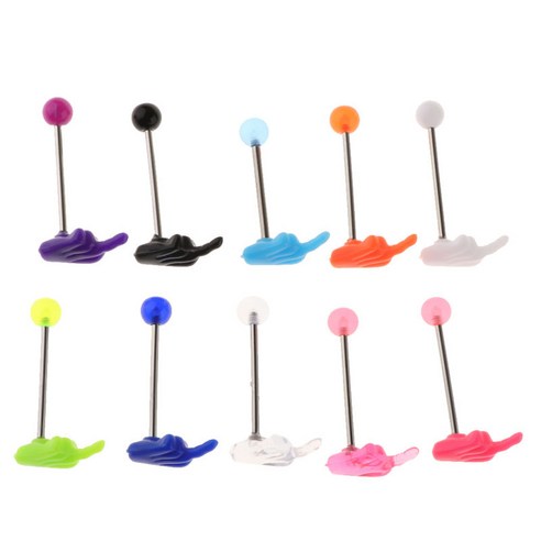 MagiDeal 10Pcs 스테인레스 스틸 혀 립 바 바벨 피어싱