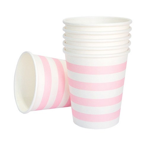 피플스파티 파티컵 240ml 스트라이프 18P, 핑크, 2개