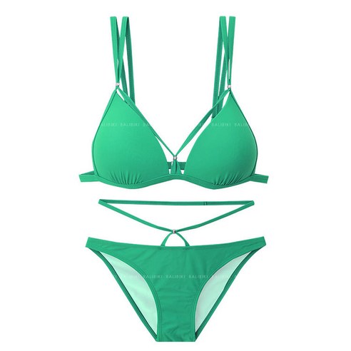 DFMEI 새로운 숙녀 분할 수영복 단색 수집 얇은 수영복 낮은 허리 여름, DFMEI 녹색