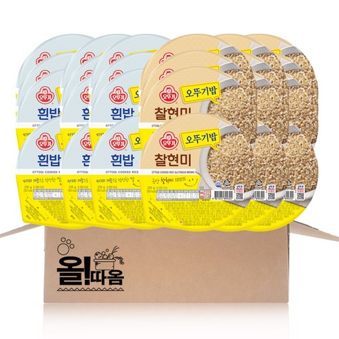 올따옴 오뚜기 맛있는 즉석밥 2종 기획세트 3호(흰밥 210g 12+찰현미 210g 12)
