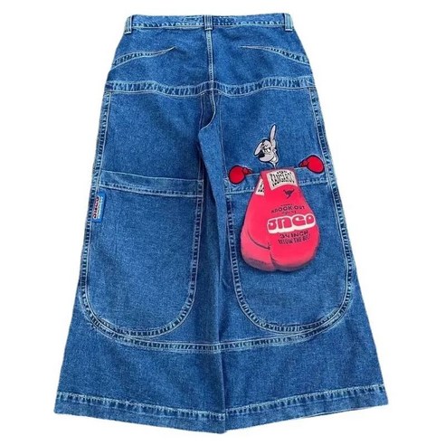 JNCO 헐렁한 청바지 Y2K 빈티지 의류 하이 웨이스트 자수 패턴 고스 스트리트, XL, 11