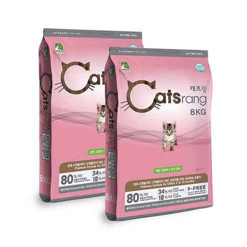 캐츠랑 키튼 어린 고양이 건식사료, 닭, 8kg, 2개