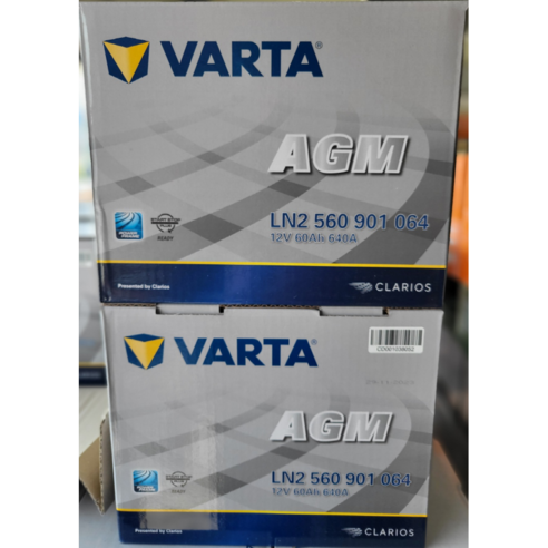 바르타 AGM LN2 60AH 자동차 배터리 아반떼 AD 벨로스터 코나(가솔린) 프라이드 레이 모닝 스파크, 바르타  AGM LN2 60AH, 폐배터리반납, 공구대여안함, 1개
