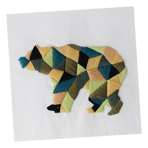 Ursmart 성인을위한 수제 자수 스타터 키트 세트 동물 크로스 스티치, 곰, 30x30cm, 코튼
