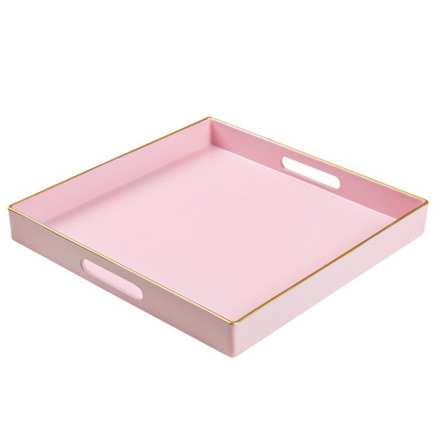 MAONAME 장식용 트레이 커피 테이블 트레이 정사각형, 분홍색