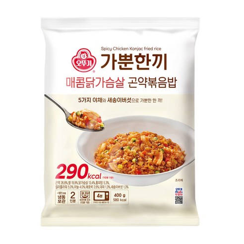 오뚜기 매콤 닭가슴살 곤약볶음밥 400g 1팩 다이어트김치볶음밥