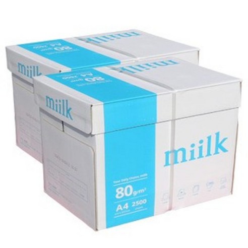 밀크 A4용지 80g 2500매 2박스 A4 복사용지, 5000매, A4