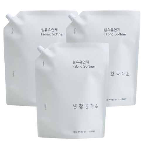 생활공작소 고농축 섬유유연제 퍼퓸 그린플로럴향 리필, 3개, 2L