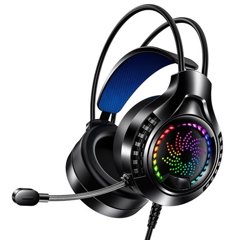 Zoomland 게이밍헤드셋 USB 7.1 RGB 서라운드 컴퓨터 마이크 헤드셋, 블랙