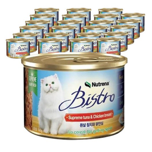 비스트로 고양이용 흰살참치와 닭안심 캔, 흰살참치&닭안심, 160g, 48개입