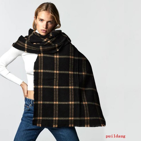 가을과 겨울 따뜻한 목도리 여성 직사각형 겨울 격자 무늬 스카프