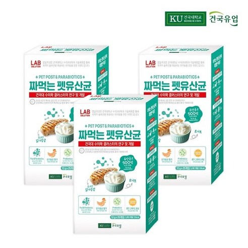 건국유업 짜먹는 펫유산균 포스트바이오틱스 12g x 25개입 3박스, 3개, 300g