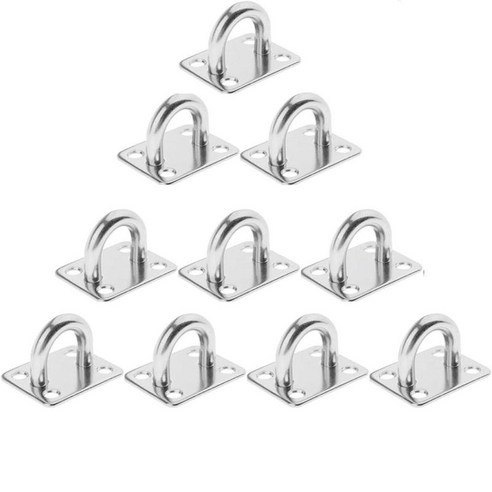 요가 해먹에 대 한 10 조각 스테인레스 스틸 U 자형 디자인 벽 플레이트 후크, 설명, 3.5x3cm