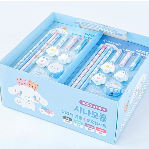 산리오 시나모롤 연필 & 보호캡 세트 1박스, 혼합색상, 1세트