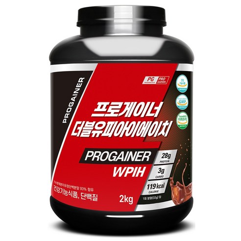 프로게이너 WPIH 2kg 저분자 가수분해 분리유청 단백질보충제 프로틴쉐이크 안전성 기능성 인정 식약처 건강기능식품, 1개